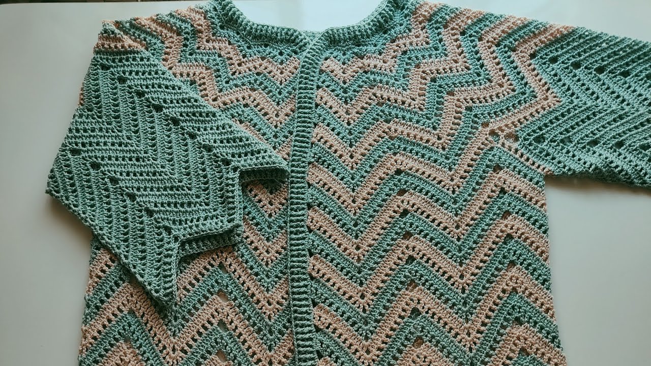 Mevsimlik Zikzak Tığ İşi Örgü Hırka Yapımı #crochet #diy #model #handmade #örgü #tigisi #kolayörgü