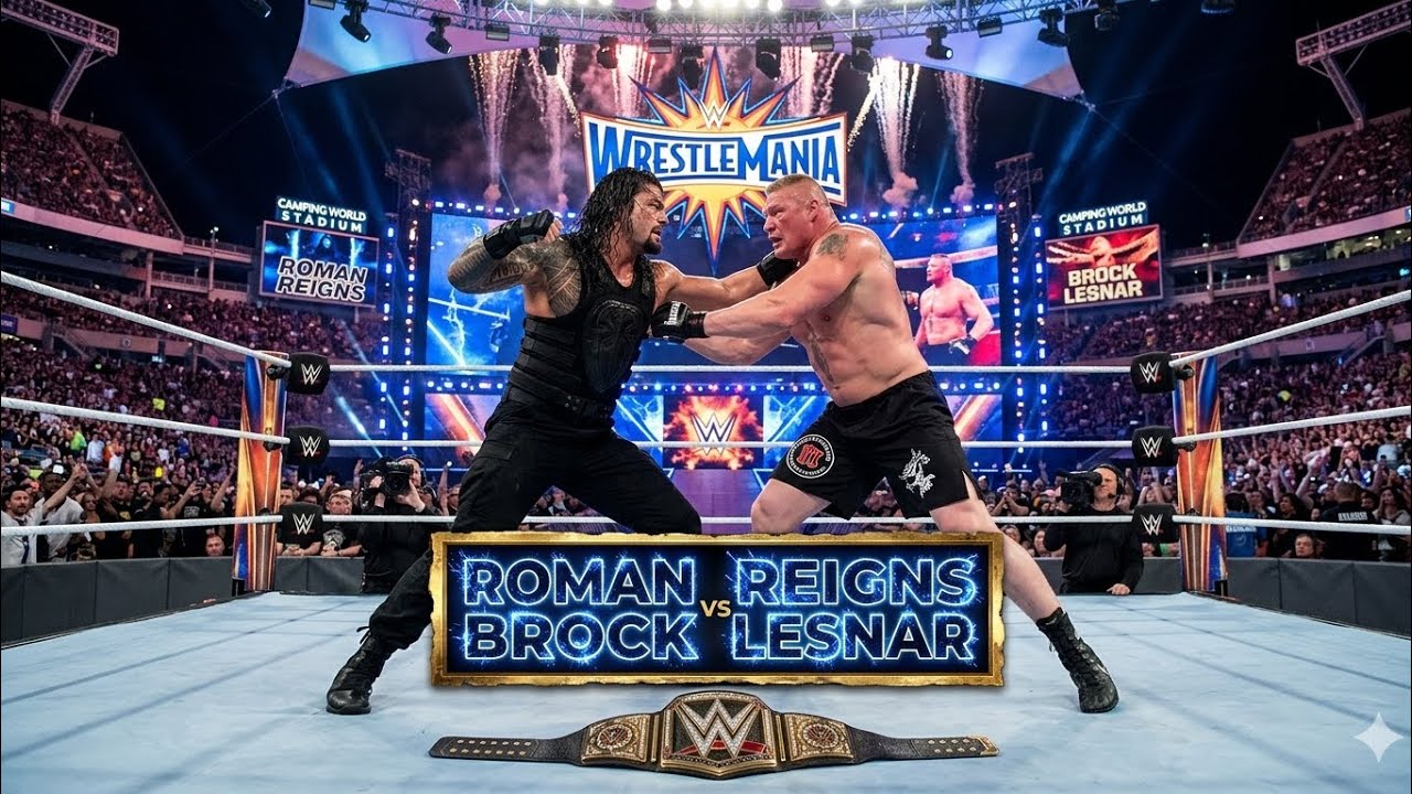 WWE Roman Reigns vs Brock Lesnar World heavyweight championship in Wrestlermaina33 