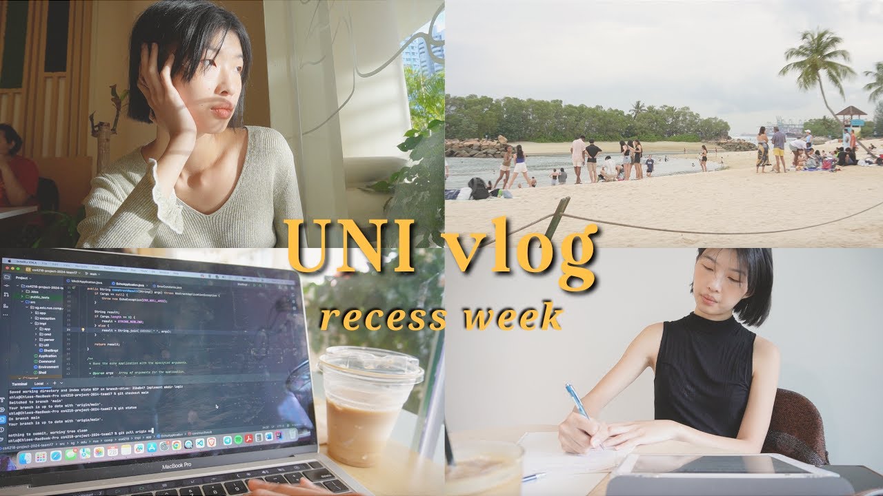 UNI VLOG: recess week, NUS CS, coding, chill study w/ friends, beach
