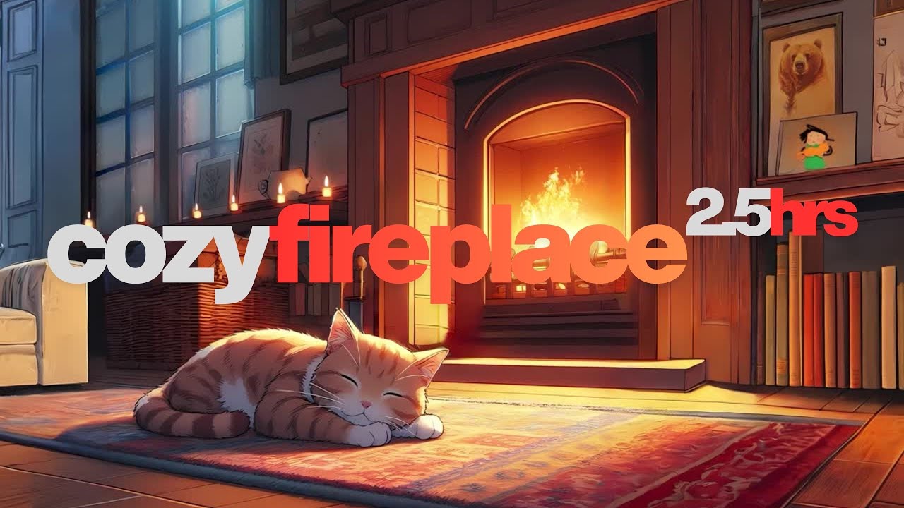Cozy Fireplace 🔥 2.5 Hours | Crackling Fire Sounds for Sleep, Relaxing & Stress Relief