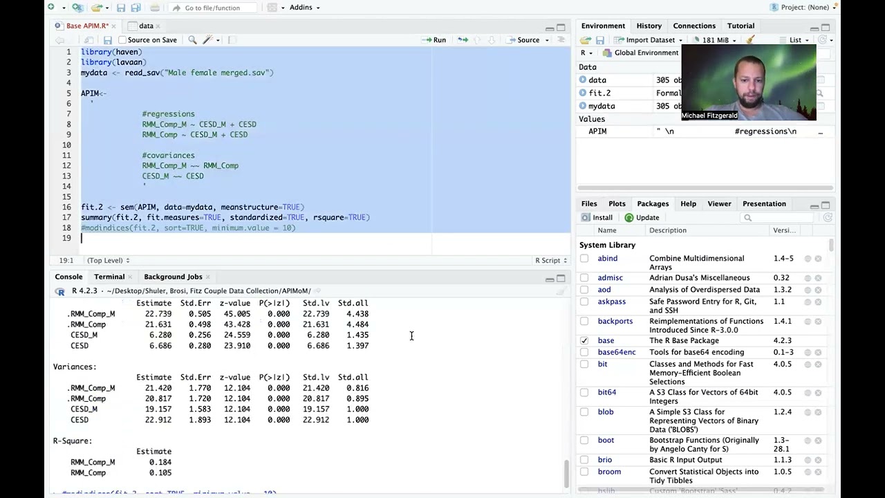 Dyadic Data Analysis: Actor Partner Interdependence Model using Lavaan