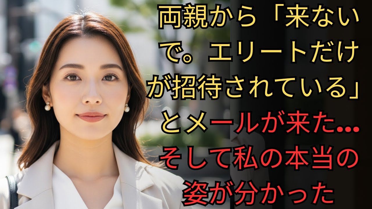 両親から「来ないで。エリートだけが招待されている」とメールが来た…そして私の本当の姿が分かった
