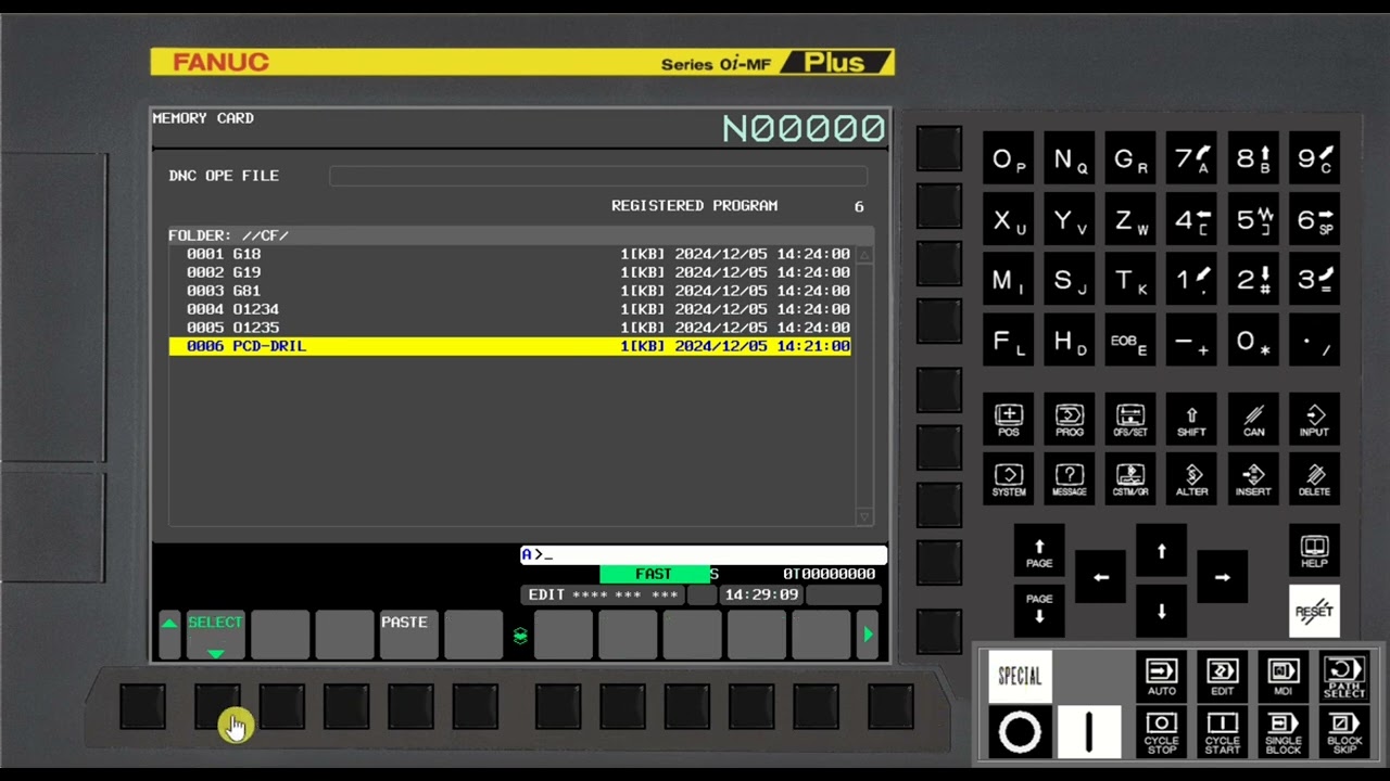Part Program Copy From CF or USB to CNC MEMORY in FANUC CNC