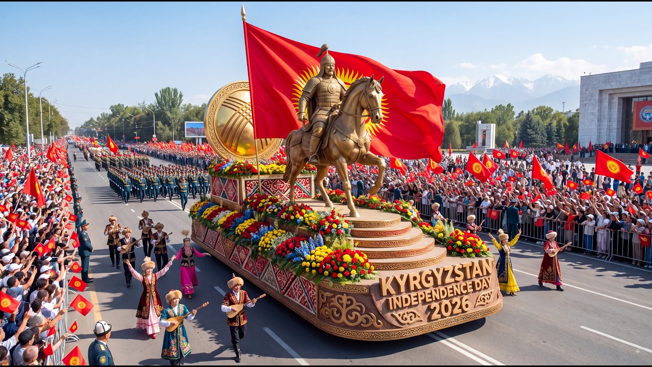 🔴 LIVE: 🇰🇬 Kyrgyzstan Independence Day 2026 | 🎉 Grand National Parade, Giant Floats & Military March