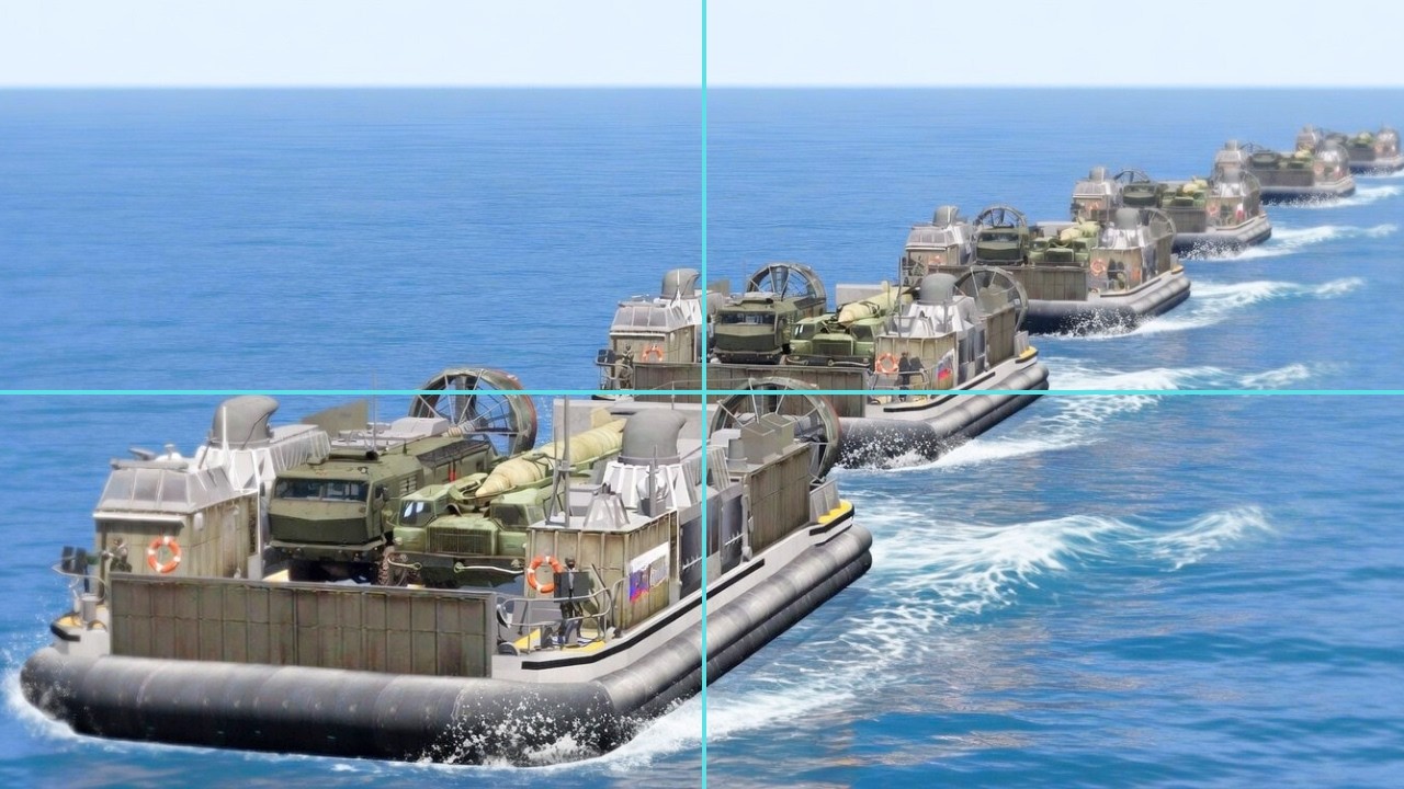 Russian Military Hovercraft Carrying Vehicles Along Coast Destroyed by Missile