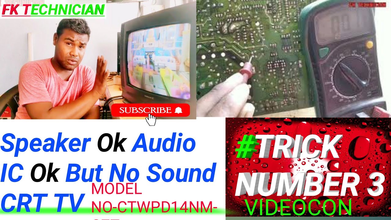Speaker Ok Audio IC Ok But No Sound/ VIDEOCON CRT TV SOUND PROBLEM#TRICK NUMBER 3