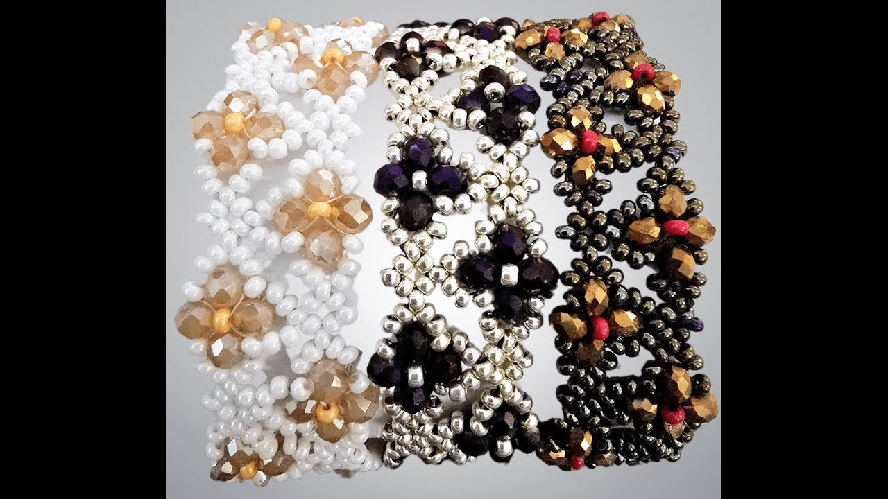 Step-by-Step Handmade Bracelet Tutorial: Beaded Flower Pattern with Seed Beads and Rondelle