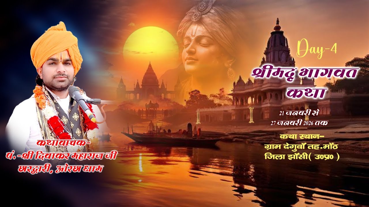 🔴DAY-4 श्रीमद् भागवत कथा || परम पूज्य श्री दिवाकर जी महाराज || मोठ  उ. प्र.