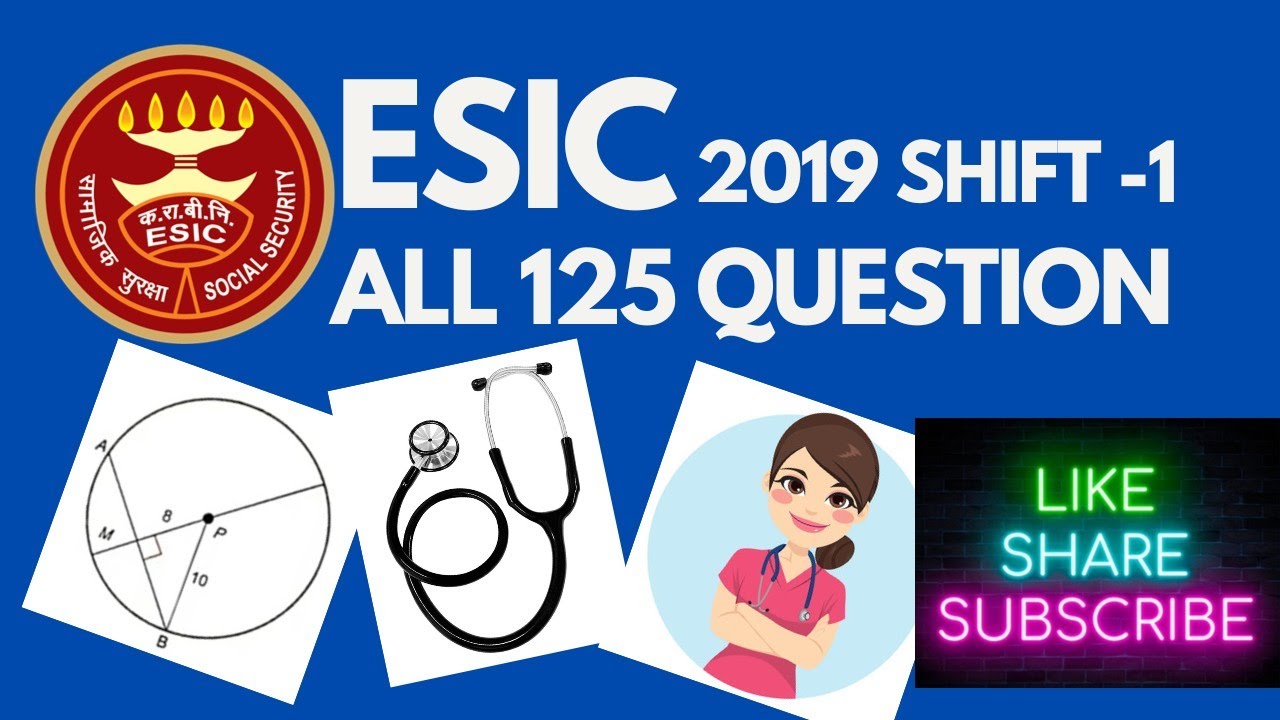 ESIC || Shift-1 || Previous year question paper(2019)