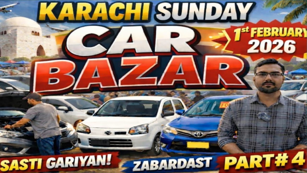 Karachi Sunday Car Bazar FULL CROWD 😍 Best Used Cars | Part 04 | 1st feb 2026