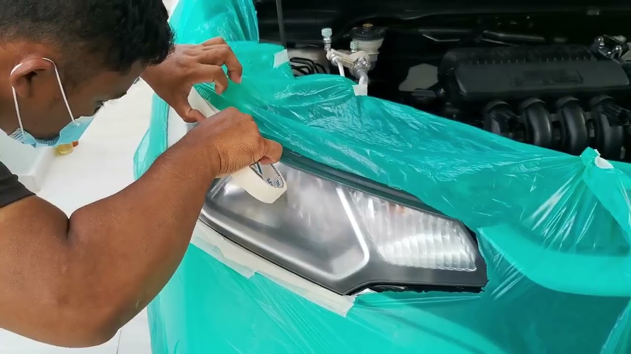 CARA COATING HEADLAMP KERETA HONDA JAZZ WARNA SMOKE BLACK