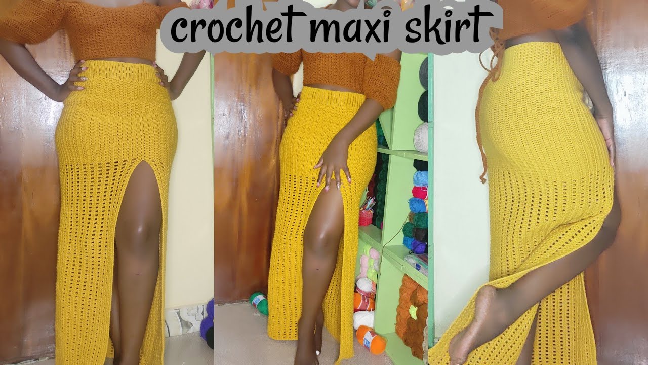 How to crochet a maxi skirt//maxi skirt with a long slit
