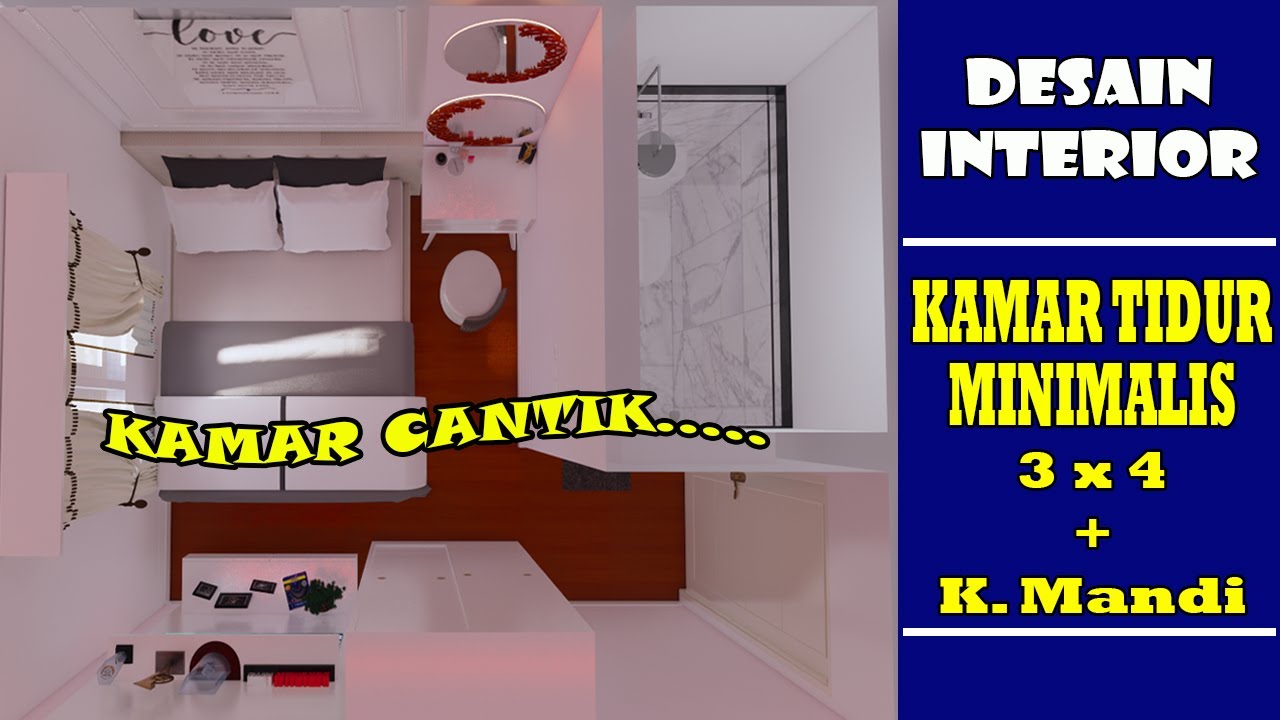 DESAIN INTERIOR KAMAR TIDUR MINIMALIS 3X4 KAMAR MANDI DALAM