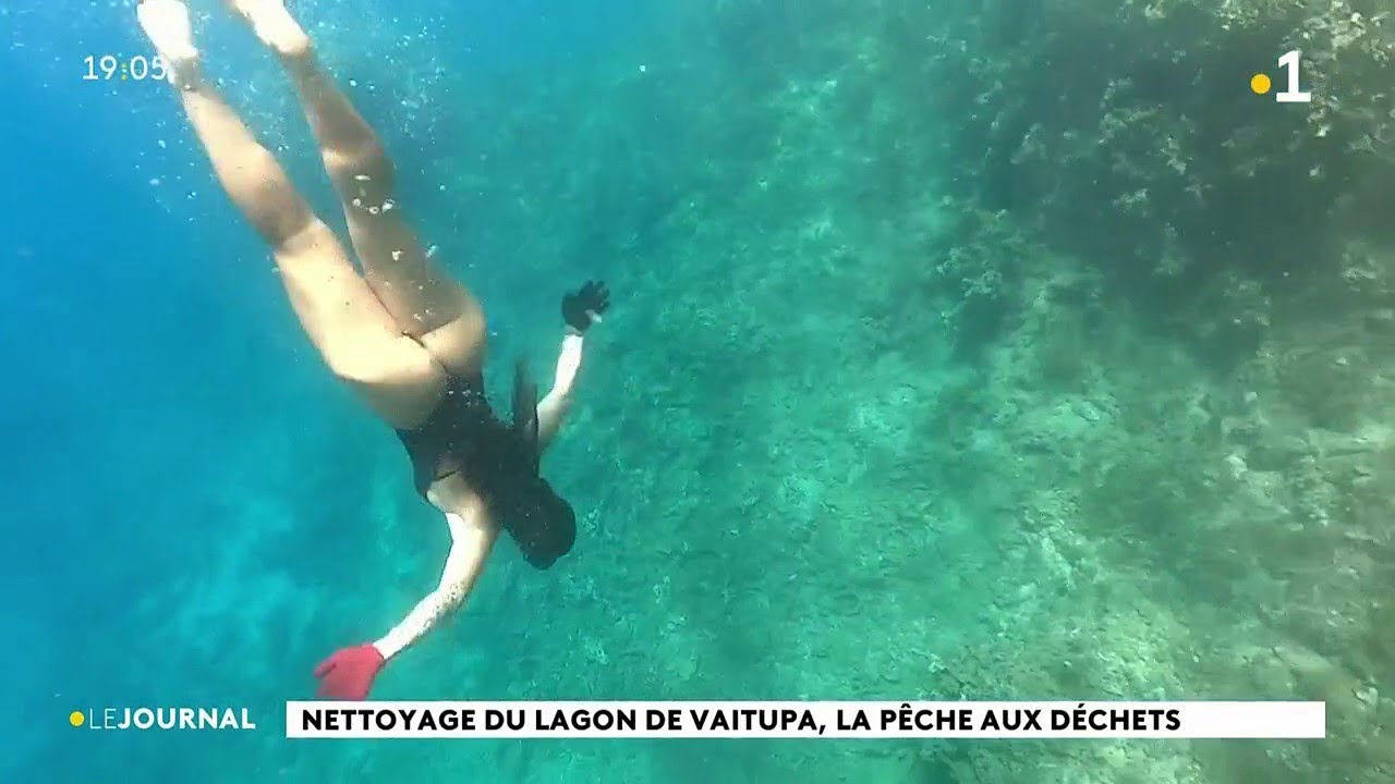Nettoyage du lagon de Vaitupa, la pêche aux déchets