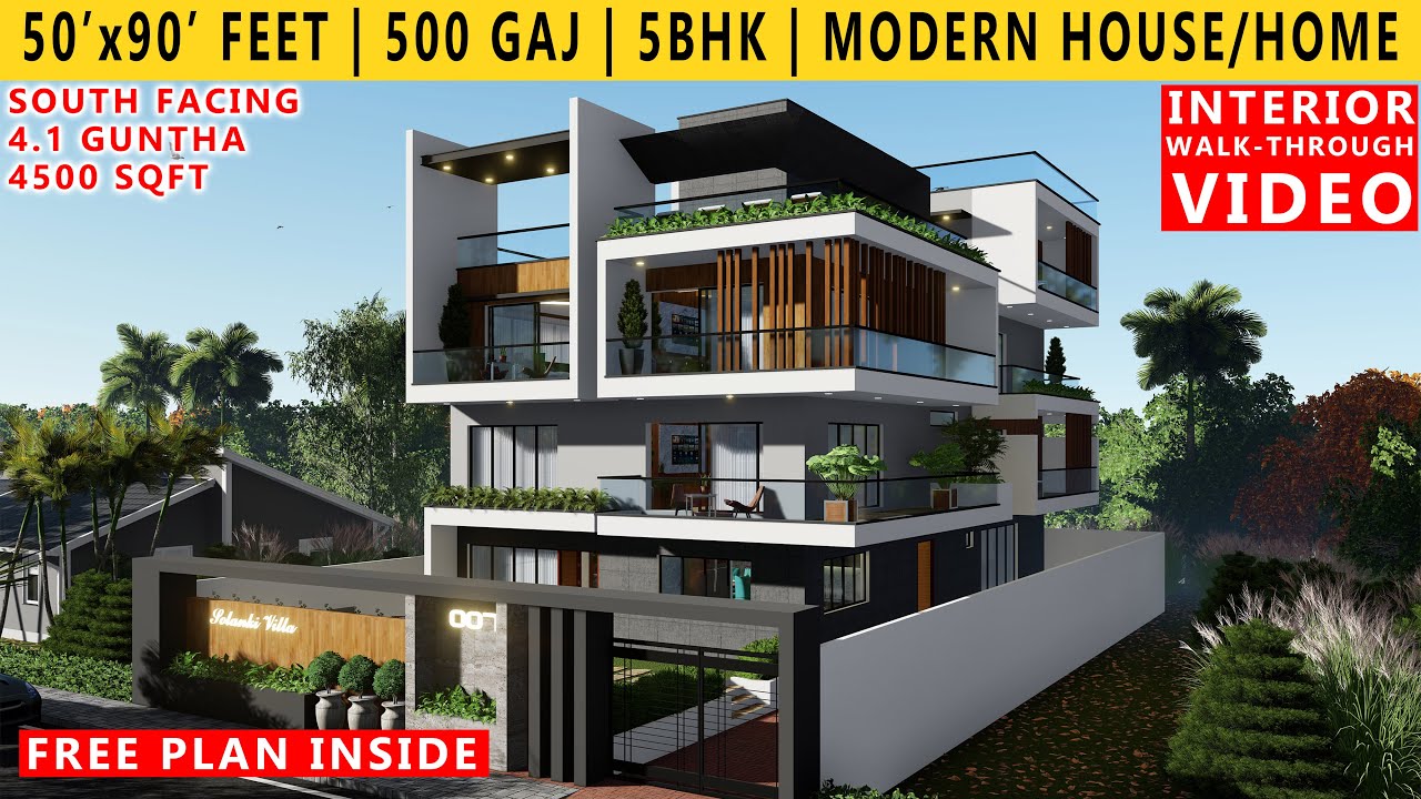 50 BY 90 FEET NEW LUXURIOUS HOUSE DESIGN WITH PREMIUM INTERIOR DESIGN WORK | 5BHK | 500 GAJ KI KOTHI