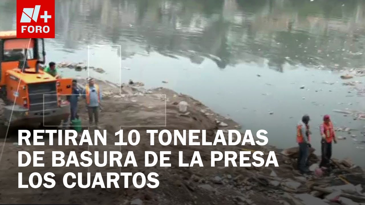 Realizan labores de limpieza en la presa los cuartos en Naucalpan, Edomex - Paralelo 23