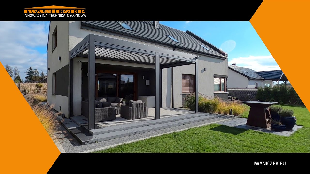 Pergola lamelowa SB400 SELT wraz z zabudową boków roletami ZiiiP screen.