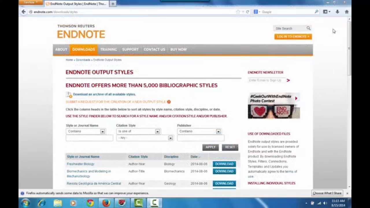 Downloading Output Styles & Filters in EndNote
