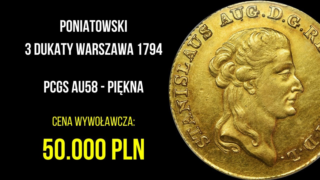 Poniatowski, 3 Dukaty Warszawa 1794 - PCGS AU58 - PIĘKNA