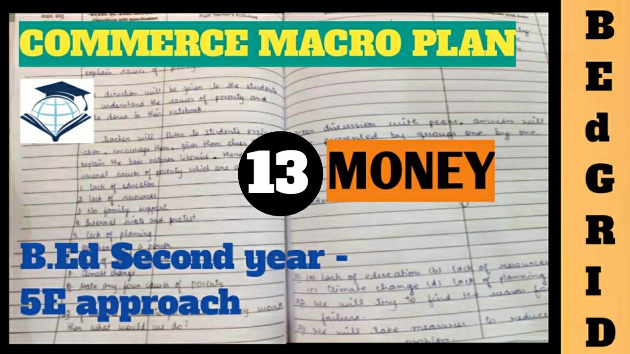 Commerce macro lesson plan | B.Ed macro plan | Money | 5E approach | B.Ed Grid