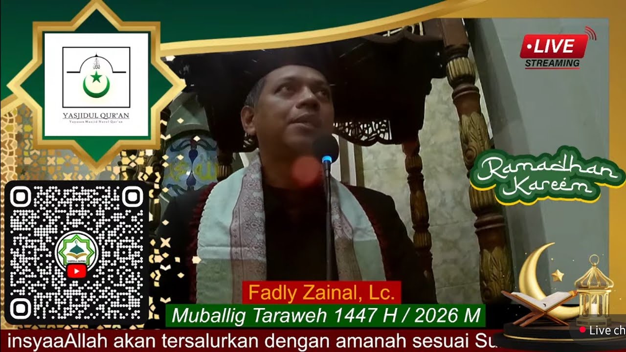 Live MNQ TV | SHALAT TARAWIH 28, 16 Maret 2026 | Fadly Zainal, Lc. | Masjid Nurul Quran