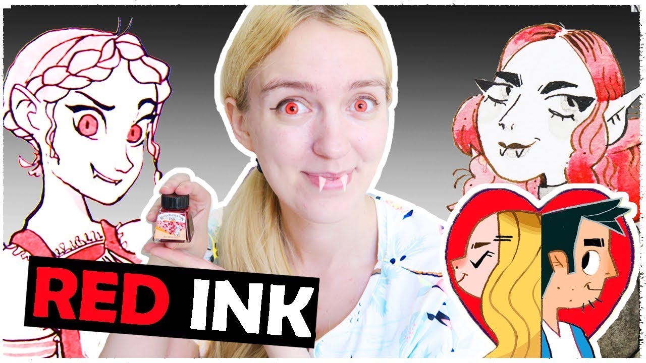 Drawing VAMPIRES with RED INK!! | Winsor & Newton ink
