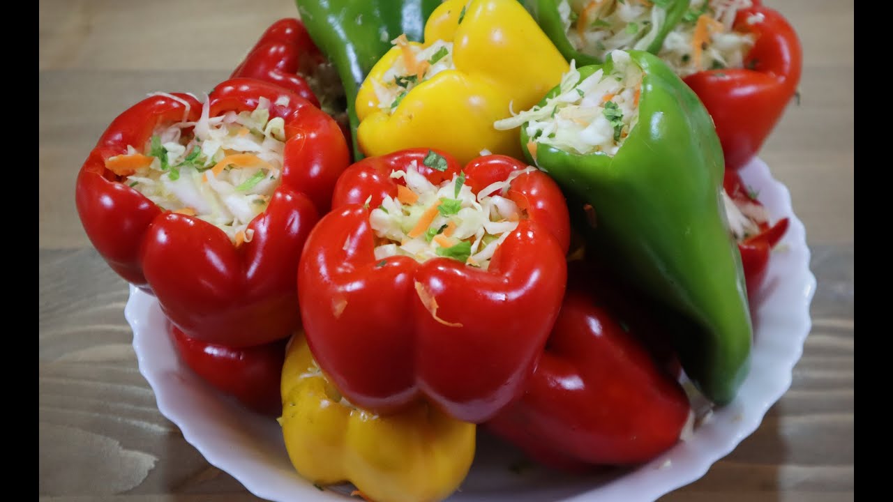 Перец фаршированный капустой на зиму