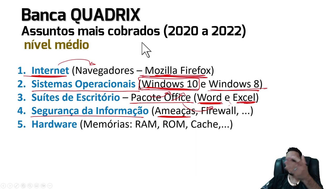 RAIO - X | BANCA QUADRIX | INFORM&Aacute;TICA - Assuntos mais cobrados