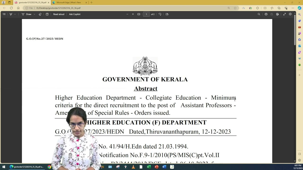 Kerala Decision: Collegiate Education Department Assistant Professor: SET SLET Now Eligible 2023