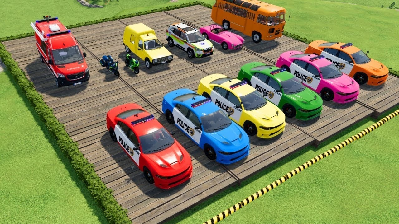TRANSPORTING ALL POLICE CARS & AMBULANCE EMERGENCY VEHICLES WITH MAN TRUCKS! Farming Simulator EP250