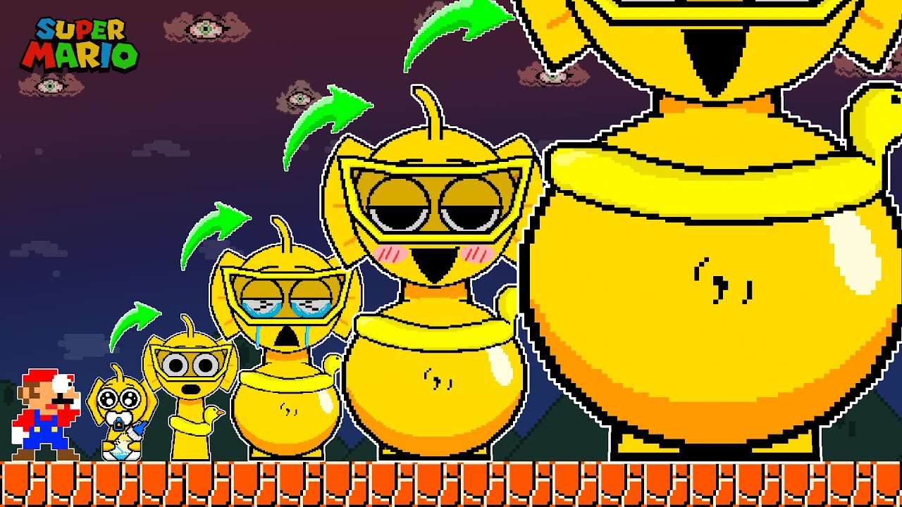 Марио против ЭВОЛЮЦИИ гигантского пляжного Спрунки в Super Mario Bros. #sprunki