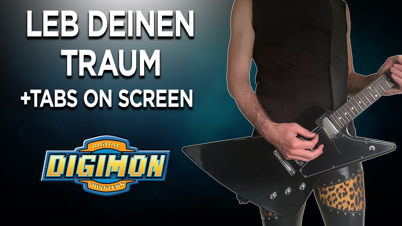 Digimon Theme - Leb deinen Traum / Butterfly Guitar Cover with Tabs on screen 4K UHD