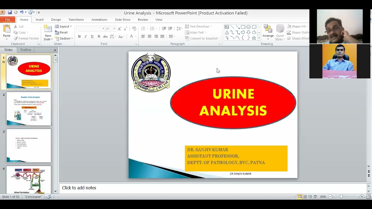 Urine Analysis by Dr. Sanjiv Kumar, Department of Veterinary Pathology, BVC
