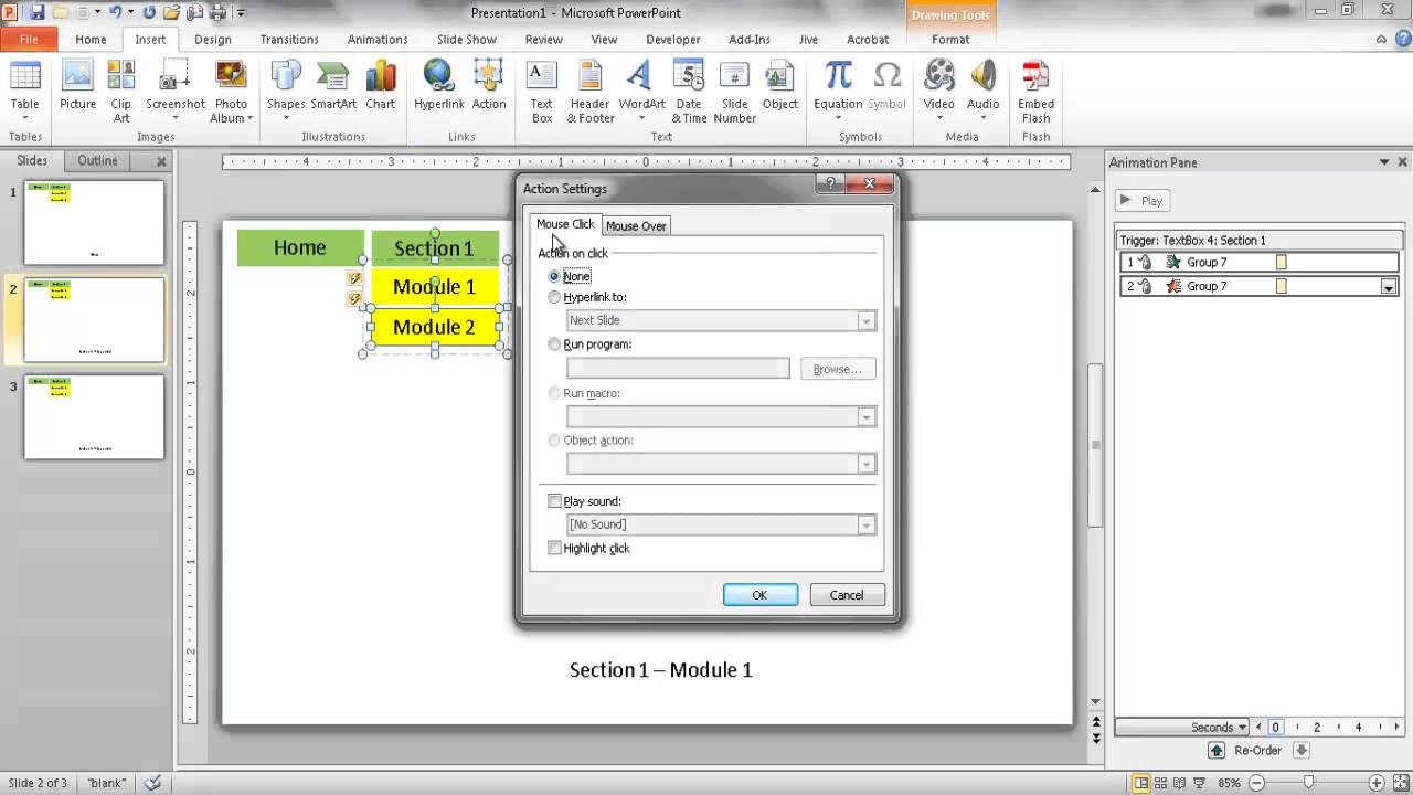 Create a Dropdown Navigation Menu in Powerpoint