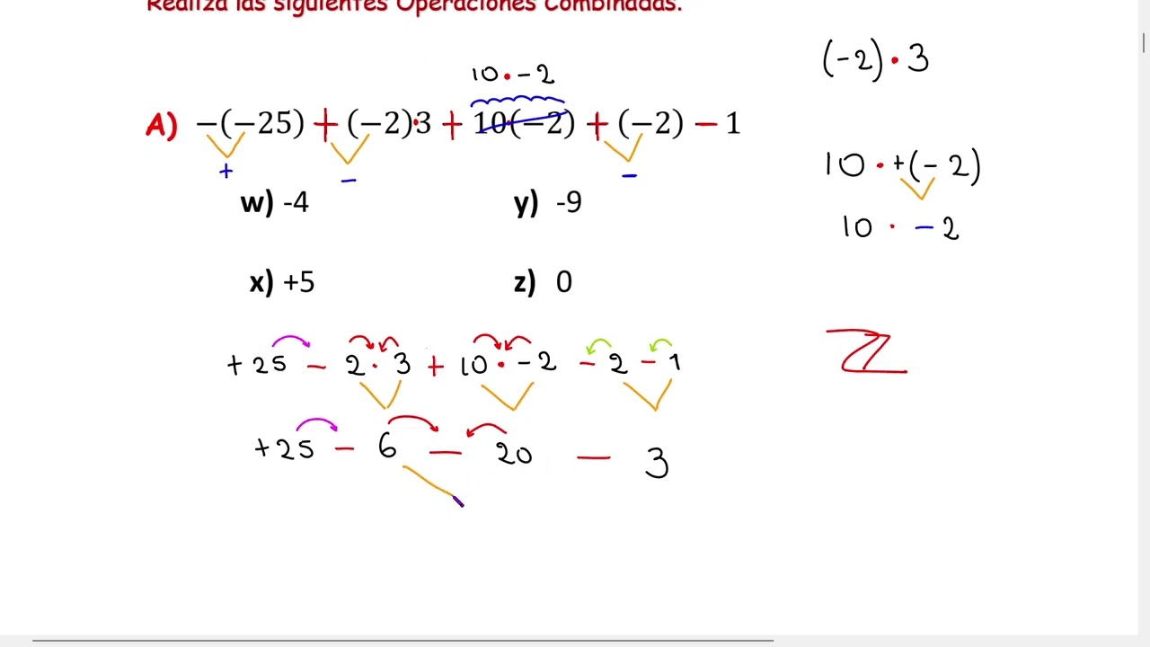 Operaciones Combinadas con Z   3