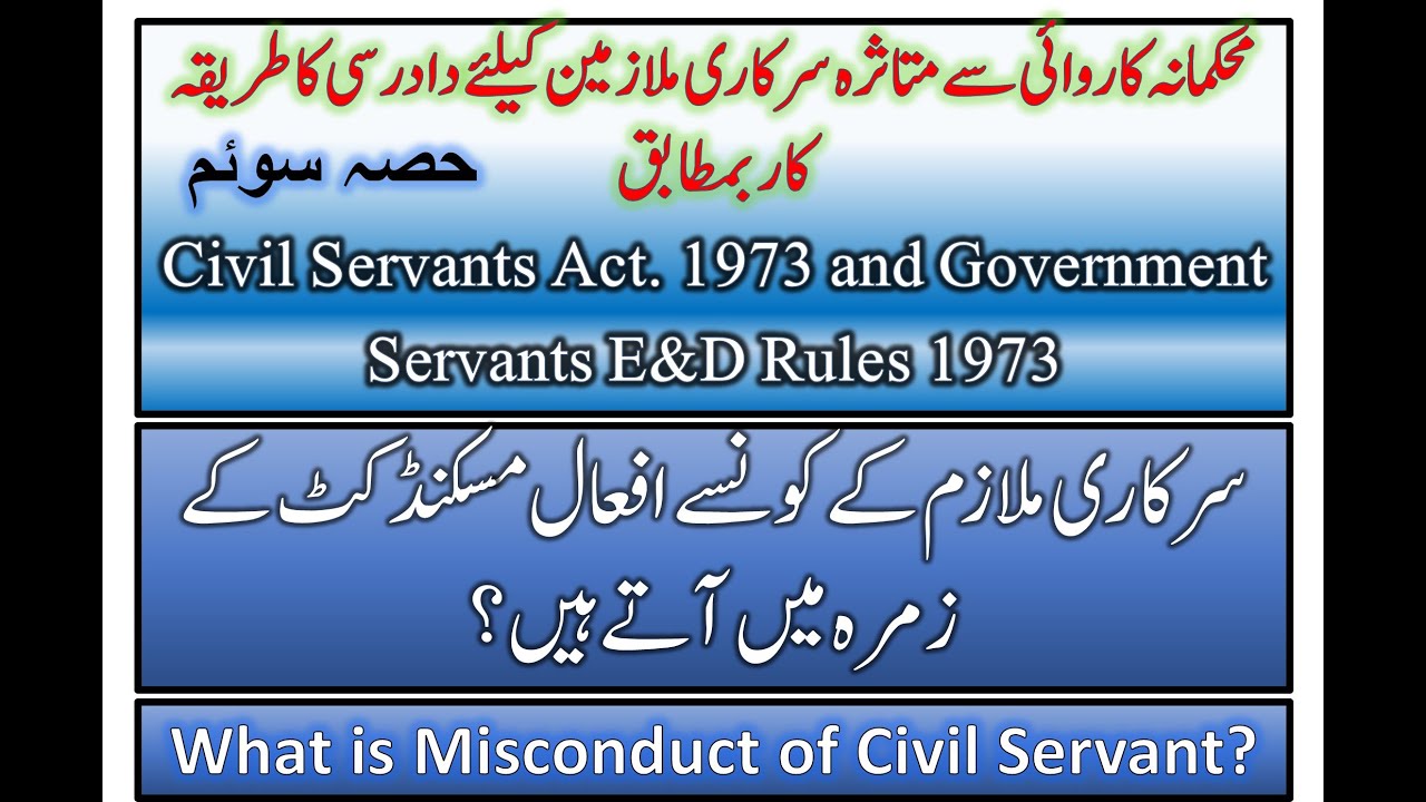 The Civil Servants Act 1973 and The Government Servants Efficiency and Discipline Rules 1973 Part 3