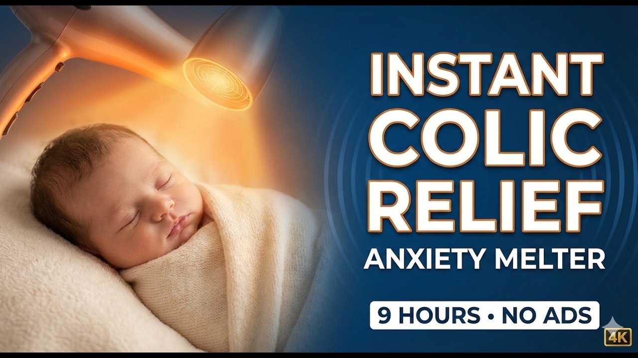 Hair Dryer Sound for Baby Sleep 🍼 9 Hours LOUD White Noise for Colic [No Ads]