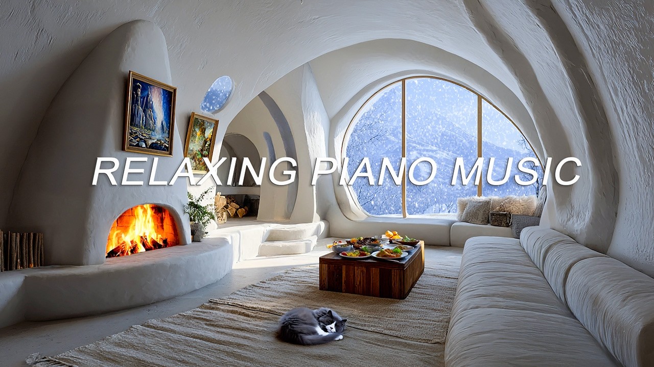 Gentle Cozy Piano, Warm Fireplace Ambience, Stress Relief Sleep, Deep Sleep Meditation