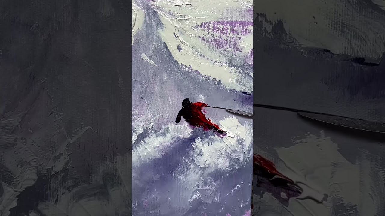 Skiing Painting with Palette knife