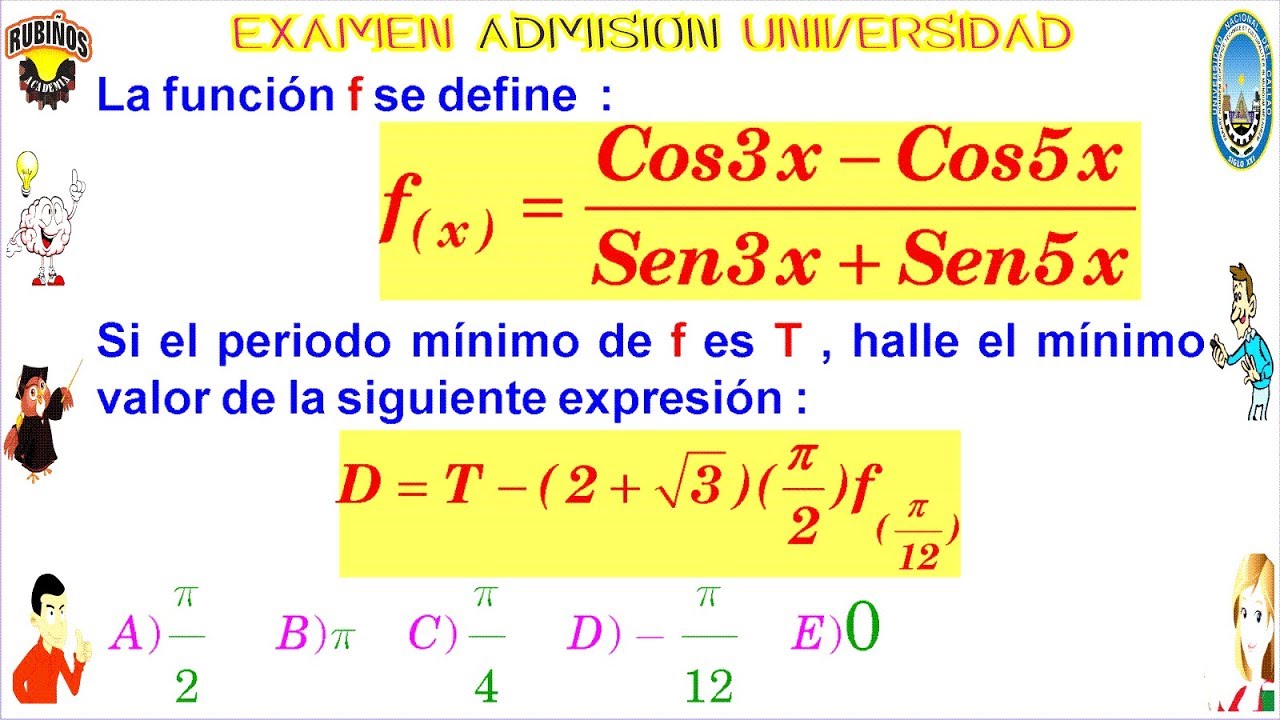 Examen Admisión a la Universidad CALLAO Funciones Trigonométricas Periodo Solucionario UNAC