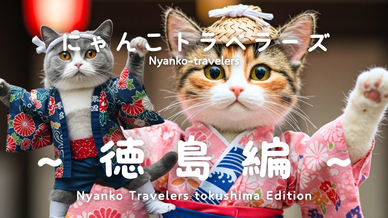 猫たちが徳島で芸術を楽しむ！渦潮＆阿波おどりで大はしゃぎ！/Cats Explore Tokushima! Whirlpools, Art, and Awa Odori Surprises!