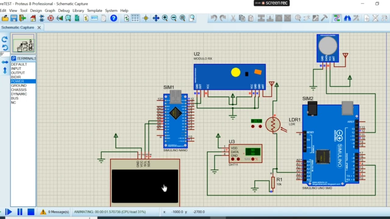 Arduino RF module simulation in Proteus wireless communication simulation tutorial