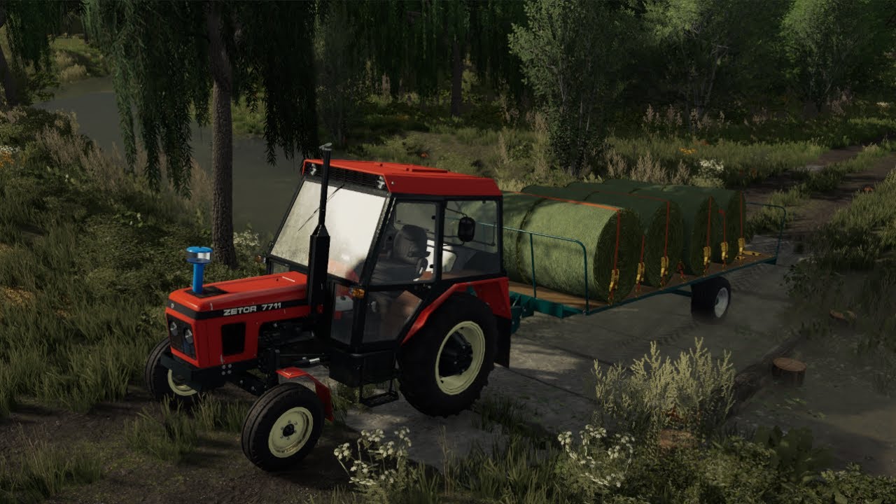 ☑Fs 22🍀Zjazd z łąki Zetorem 7711 z sianem🍀