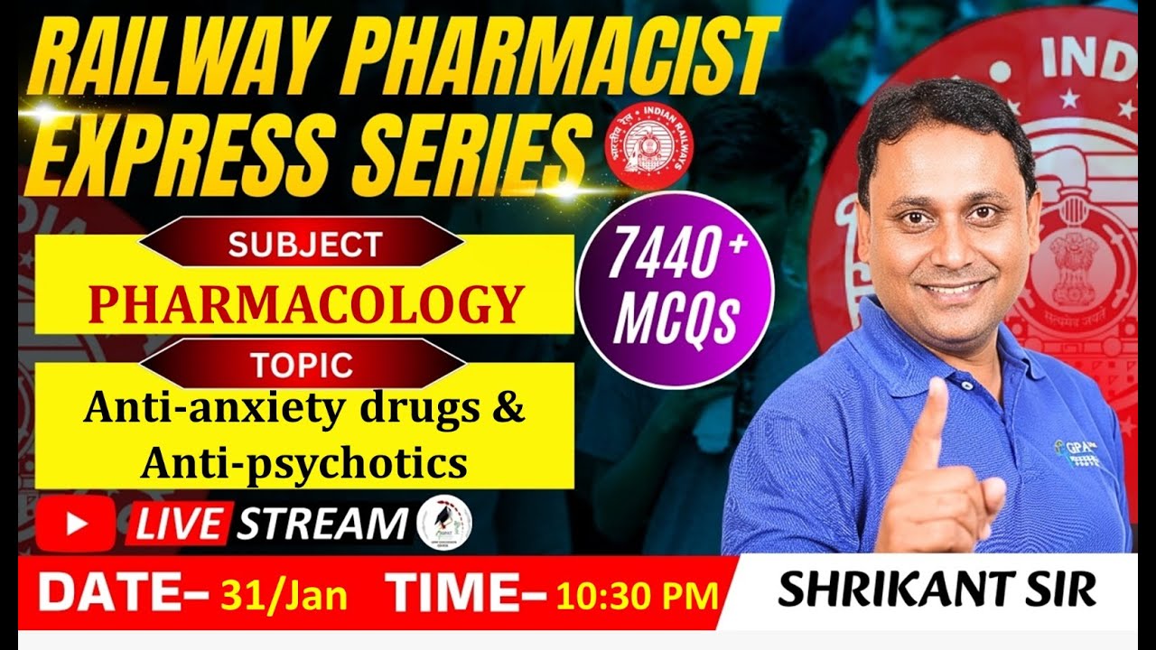 RAILWAY PHARMACIST EXPRESS SERIES 7440+MCQs | CLASS-66 | Pharmacology- Antianxiety & Psychotics drug