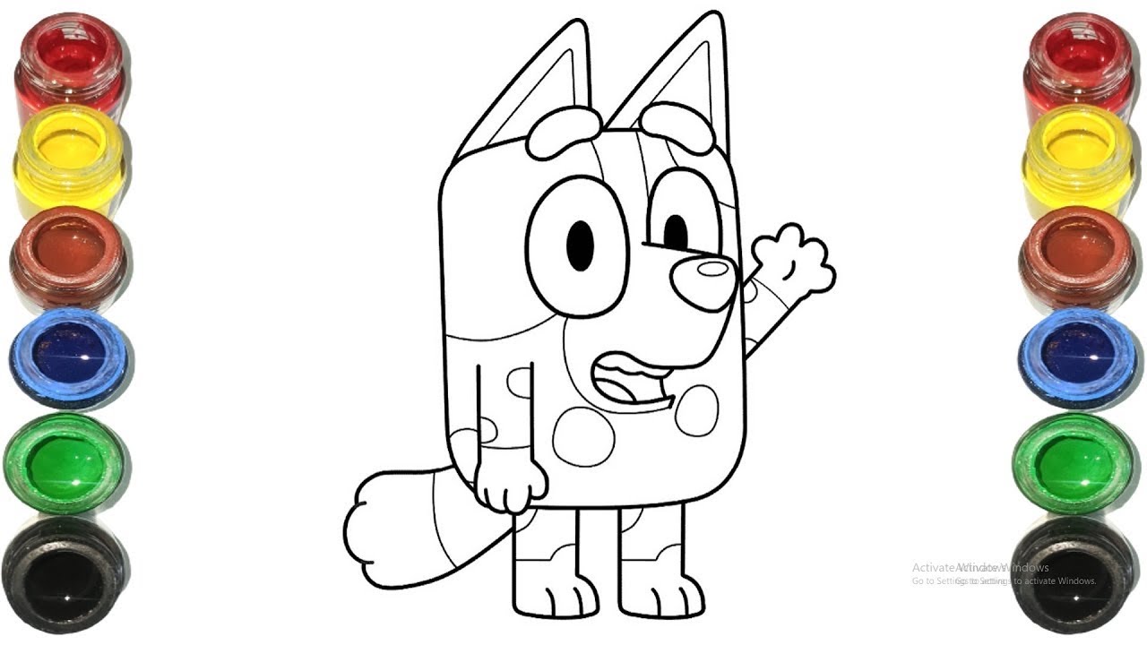 Bluey. Colouring and painting for kids and toddlers. Art