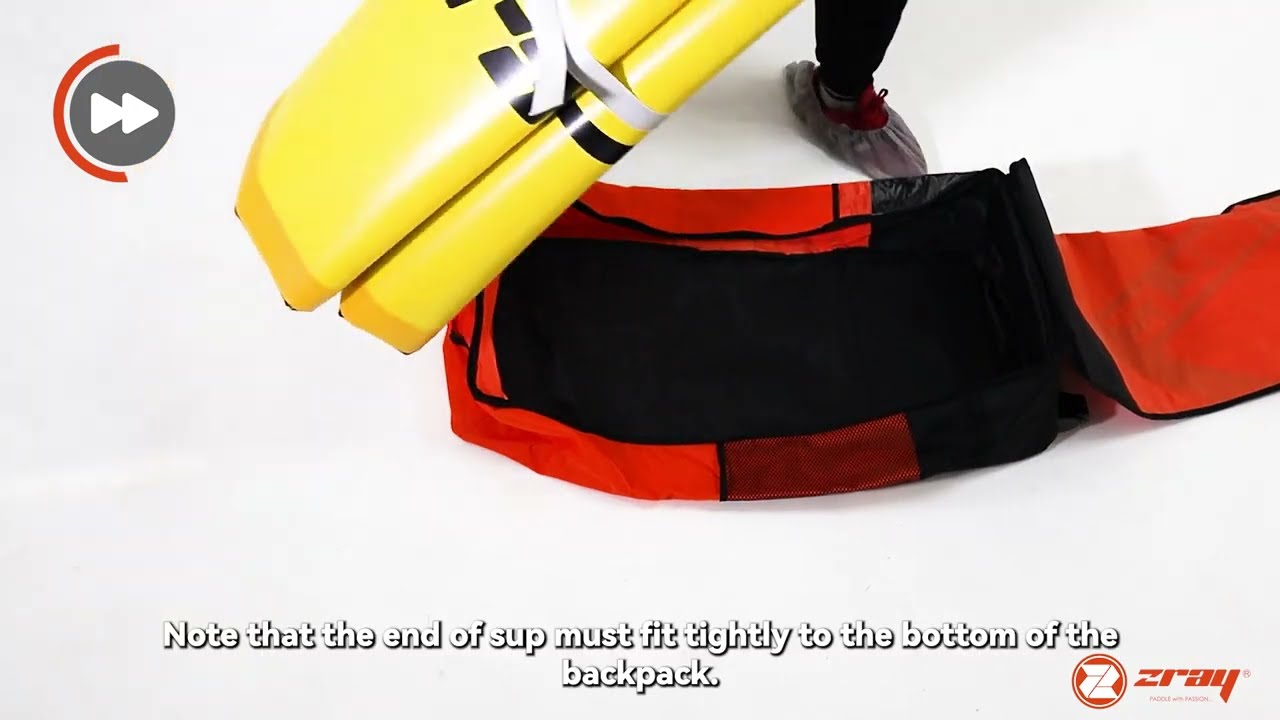Correct usage of trolley backpack to transport Zray SUP Board