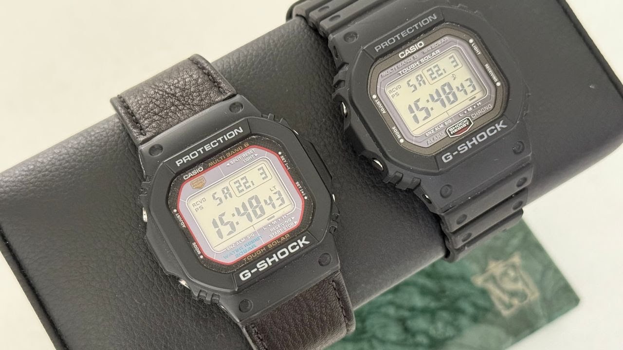 Vario Performance Leather watch straps black coal & pewter grey for Casio G-Shock & Casio GW-M5610U