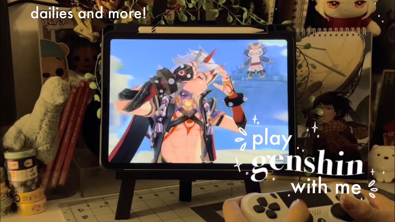 🥞 playing genshin impact || 25 min of aesthetic gameplay on ipad with controller (eng dub)