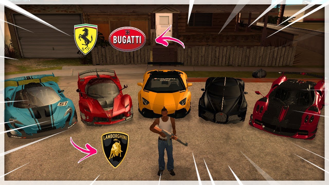 GTA SA - Stealing Luxury Cars in GTA San Andreas with CJ! ( GTA SA lamborghini, Ferrari, Bugatti)