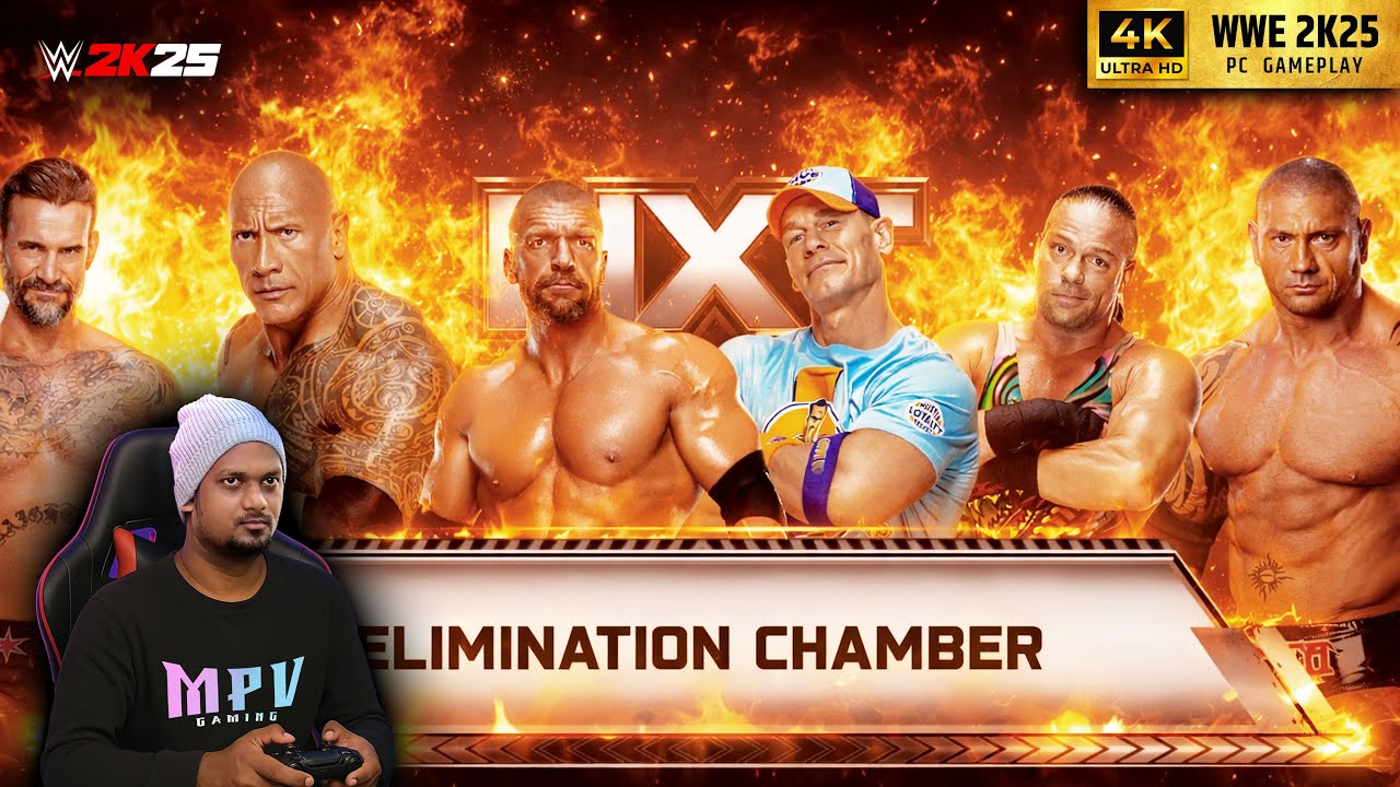 WWE 2K25 Elimination Chamber Match in 4K | Old legends WWE Superstars (Cinematic Gameplay)